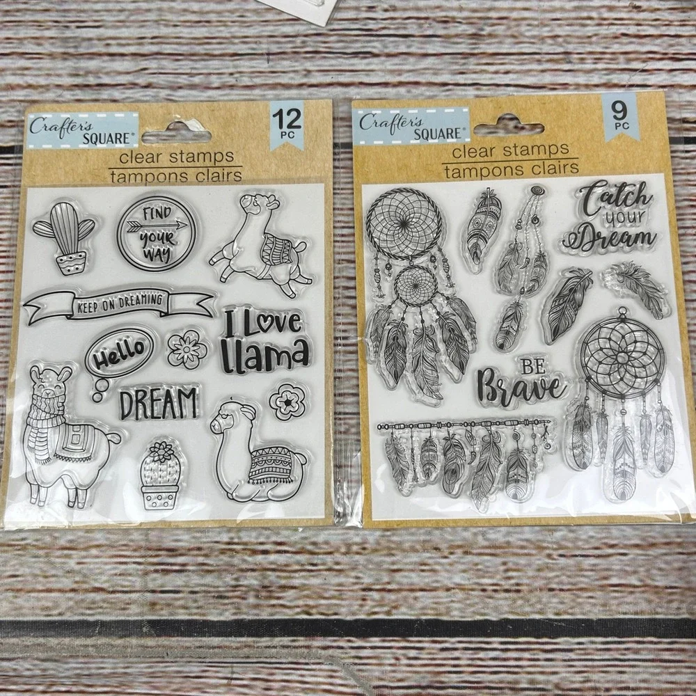 Crafter's Square Clear Stamps Llama Cactus Dreamcatcher Boho‎ 2 Pack 21pc 325468